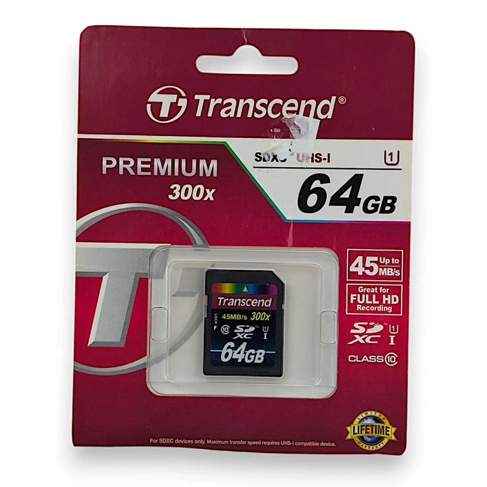 Transcend 64GB SDXC Class10 UHS I, 300X 64GB SDXC UHS Class 10 Memory Card - Image 1 of 2