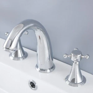 Rubinetto lavandino bagno cromato lucido diffuso rubinetto miscelatore vasca 3 fori mnf976 - Foto 1 di 9
