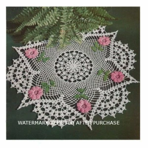 ~ Vintage Beautiful Irish Pink Rose Doily Reproduction Crochet Pattern ~ - Picture 1 of 1