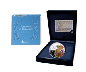 ESPAÑA 10 euro plata 2024 proof X ANIVERSARIO DE S.M. REY DON FELIPE VI 2014 - Imagen 1 de 3
