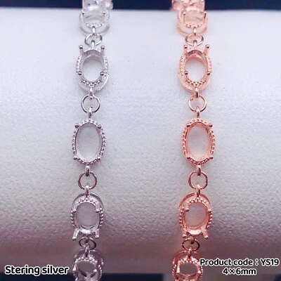 Pulseras de plata 925 ajuste vacío, hágalo usted mismo ajuste en blanco, Foto 1 de 4