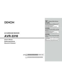 Denon AVR-3310 Receiver Owners Instruction Manual - Picture 1 of 1