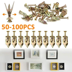 50/100PCS Self Drilling Drywall Anchors Screws Kit Hollow Wall Anchor Expansion - Picture 1 of 13