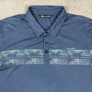 Travis Mathew Shirt Mens 2XL Blue Polo Lightweight Palm Trees Golf Casual - Picture 1 of 11