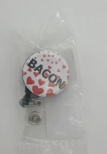 Funny ID Retractable Badge Reels ID Holder - Love Bacon - Picture 1 of 3