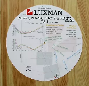 Luxman PD-262 / 264 / 272 / 277 & TA-1 Tonearm Cartridge Alignment Protractor - Picture 1 of 7