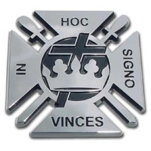 Knights Templar Chrome Metal Auto Emblem [NEW] Car Decal Sticker Knight Templer - Picture 1 of 1