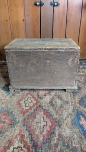 Best Antique Early Primitive Wood Storage Document Box Chest 15.5" Footed - Picture 1 of 19
