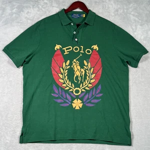 Ralph Lauren Polo Shirt Mens L Green Short Sleeve Big Pony Laurel Crest - Picture 1 of 10