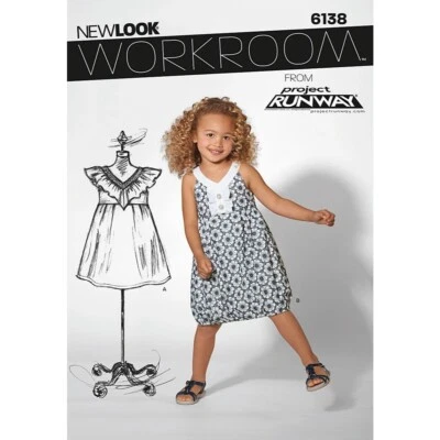 New Look Children’s Dress Pattern 6138 Girl Size 3-8 - Image 1 of 2
