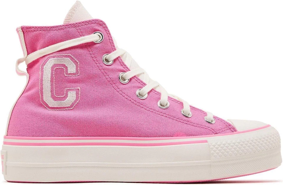 Size 7.5 - Converse Chuck Taylor All Star Lift Platform Retro Varsity High Oops Pink W