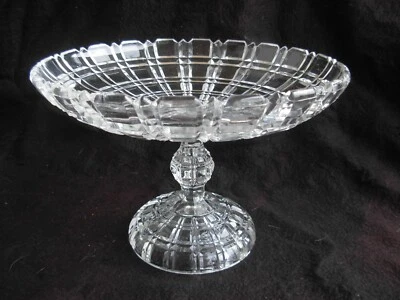 PORTIEUX,ANCIEN COMPOTIER,COUPE A FRUIT EN CRISTAL MOULE,SIGNE - Photo 1/4