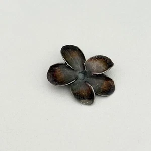 Vintage Sterling Silver Small Flower Oxidized Floral Brooch Pin - Picture 1 of 7