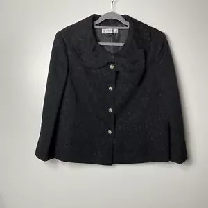 blazer tahari nero foderato top fiocco colletto dettaglio taglia 18 - Foto 1 di 4