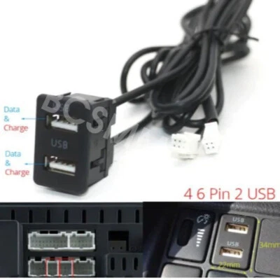 Dual USB Port Flush Mount Car Panel Extension Mount Dash Cable Adapter Accessory - Image 1 of 4