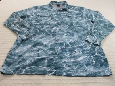 Mossy Oak Shirt Mens 2XL Blue Button Up Long Sleeve Pockets Collared Polyester - Image 1 of 4