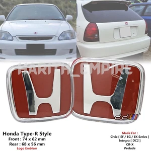 Juego de 2 piezas emblema delantero trasero 96-00 Honda Civic EK JDM ROJO H tipo R 92-95 Accord - Imagen 1 de 9