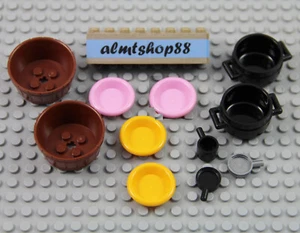 LEGO - Lote de 11 piezas Ollas de cocina Sartenes Platos Caldero Contenedor Bebida Comida Cocina - Imagen 1 de 1