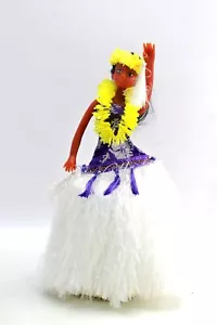 1993 Vintage Musical Walking & Dancing Hawaiian Hula Doll Purple Yellow White - Picture 1 of 8