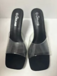 Sandalias para mujer Shoe Land Celebrate de tacón transparente punta cuadrada transparentes... Talla 11 - Imagen 1 de 9