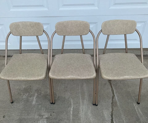 Vintage Set of 3 Hamilton Cosco Stylaire Folding Chairs Model 90 *ONE OWNER Cover