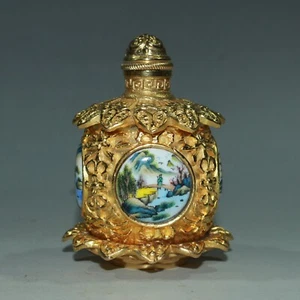 Chinese handmade purple copper titanium gilded snuff bottles - Picture 1 of 9