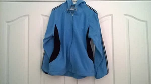 Wilson Light Blue w/ Black Trim Zip-Up Fleece Hooded Jacket - Size M - Picture 1 of 12