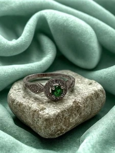 Round Cut Emerald Band in Silver Ring, Limited Edition - Picture 1 of 7