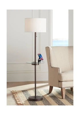 Lâmpada de assoalho moderna 360 com bandeja mesa tomada USB e CA... - Imagem 1 de 4