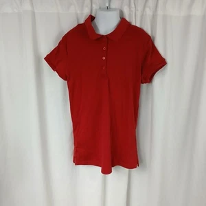 Nautica School Uniform Short Sleeve Ribbed Collar Polo Shirt Red Girls Size L - Picture 1 of 10