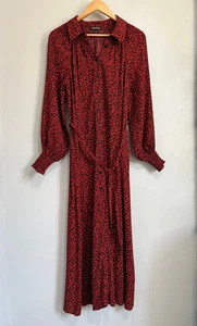 Whistles Red Ditsy Floral Midi Midaxi Shirt Dress Size 12 - Picture 1 of 10