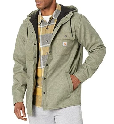 Carhartt Rain Defender Relaxed Fit Heavy Hooded Shirt Jac Basil Heather Men's XL - Image 1 of 4