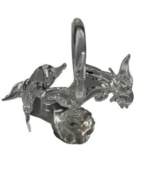 Two Dolphin Clear Glass Figurines Size 7.5 x 3.5 x 7.5 cm Weight 25 g - image 1 of 4