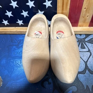 DUTCH HOLLAND VZ BLANK TRADITIONAL WOODEN CLOGS 21 CM  32Natural Finish - Picture 1 of 4