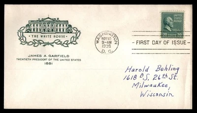 Mayfairstamps US FDC 1938 James A Garfield White House First Day Cover aau_51271 - Image 1 of 2