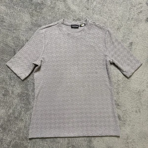 Wildfang Strickshirt grau Damen L Kurzarm Rundhals The Empower Hahnentritt - Bild 1 von 6