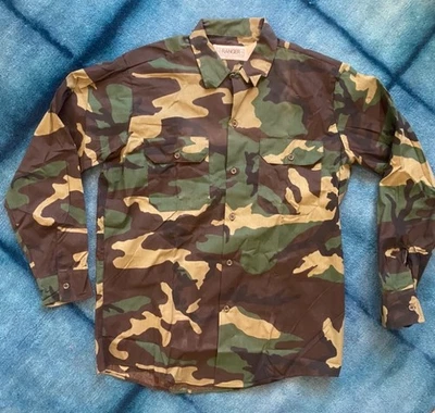 Vintage 80s 90s Ranger Woodland Camo Mens Medium Green Brown Hunting Fishing - Image 1 of 4
