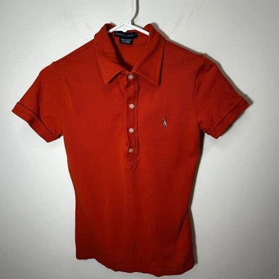 Camisa polo vintage Y2K para mujer 4 botones Ralph Lauren piqué mediana preppy Foto 1 de 4