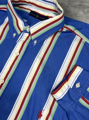 Ralph Lauren Shirt Men 3XB Blue Multicolor Striped Cotton Vibrant Preppy Yacht - Image 1 of 4