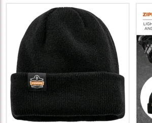N-Ferno 6811Z Zippered Rib Knit Beanie Hat - black new Work Gear - Picture 1 of 15