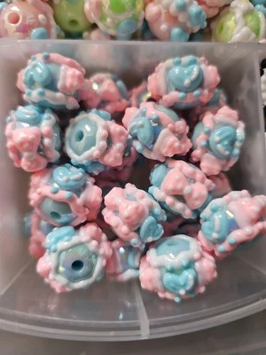 Hand painted Acrylic Round Craft Beads 16mm Mixed Colour, 10pcs B22325 - Image 1 of 3