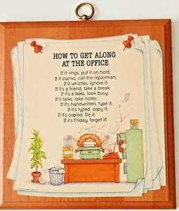 Novelty Wall Plaque - How to Get Along at the Office - 6.5 x 7.5" - Picture 1 of 3