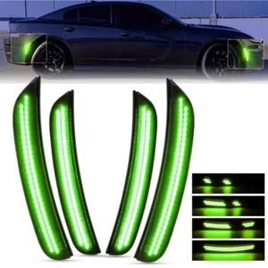 Green LED Side Marker Lights For Dodge Charger 2015-2023 Front Rear Bumper Lamp - Picture 1 of 12