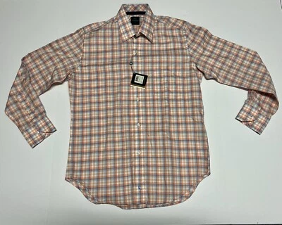 Tailorbyrd Collection Check Button Down Shirt Mens S Tangerine Long Sleeve NWT - Image 1 of 4