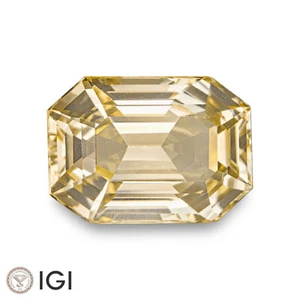 IGI Certified CEYLON Yellow Sapphire 5.94 Ct. Natural Untreated OCTAGON Flawless - Picture 1 of 7