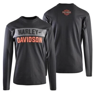 Harley-Davidson Men's T-Shirt Black Copperblock Letter Long Sleeve T-Shirt (S24) - Image 1 of 4