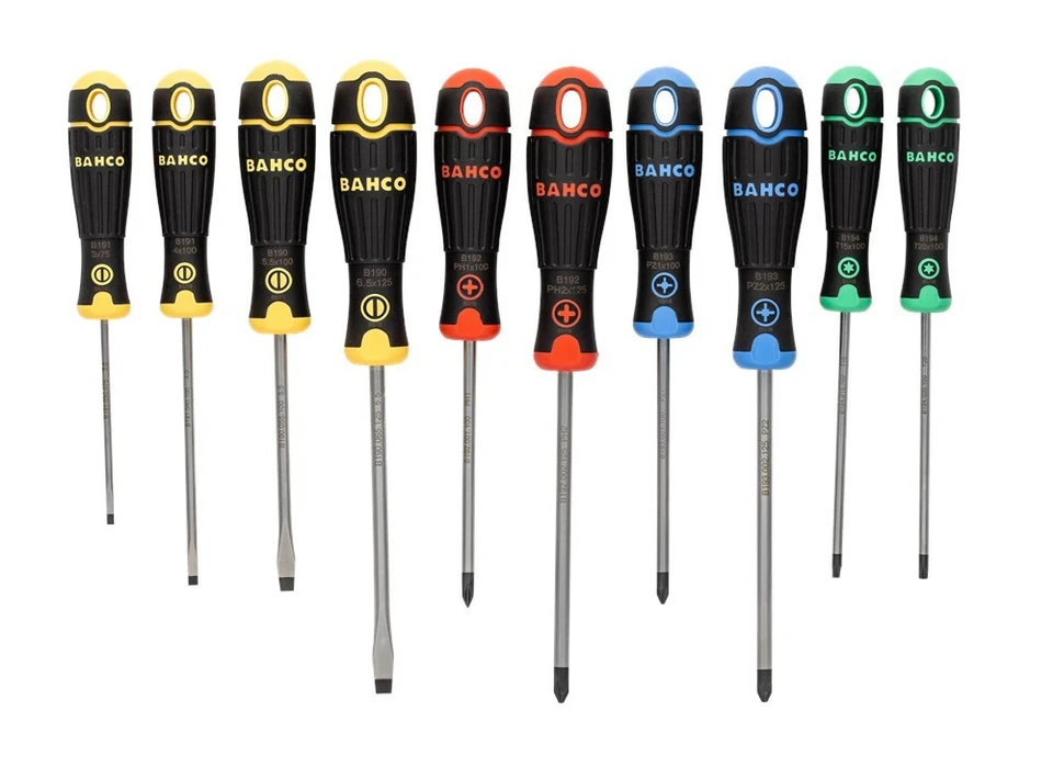 Bahco B219.010RB 10 Piece Colour Coded Screwdriver Set SL/PH/PZ/TX Rainbow Multi - Image 1 of 1