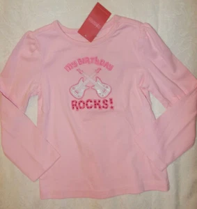 GYMBOREE 4T Girls My Birthday Rocks Pink Shirt Long Sleeve Cotton Top NWT 4 4T - Picture 1 of 2