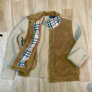BURBERRY LONDON Jacket bomber coat nova Check Corduroy Merino Wool KIDS BROWN 14 - Picture 1 of 16