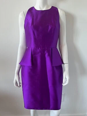 Vestido Vaina Carmen Marc Valvo Peplum Púrpura Talla 6 Foto 1 de 4